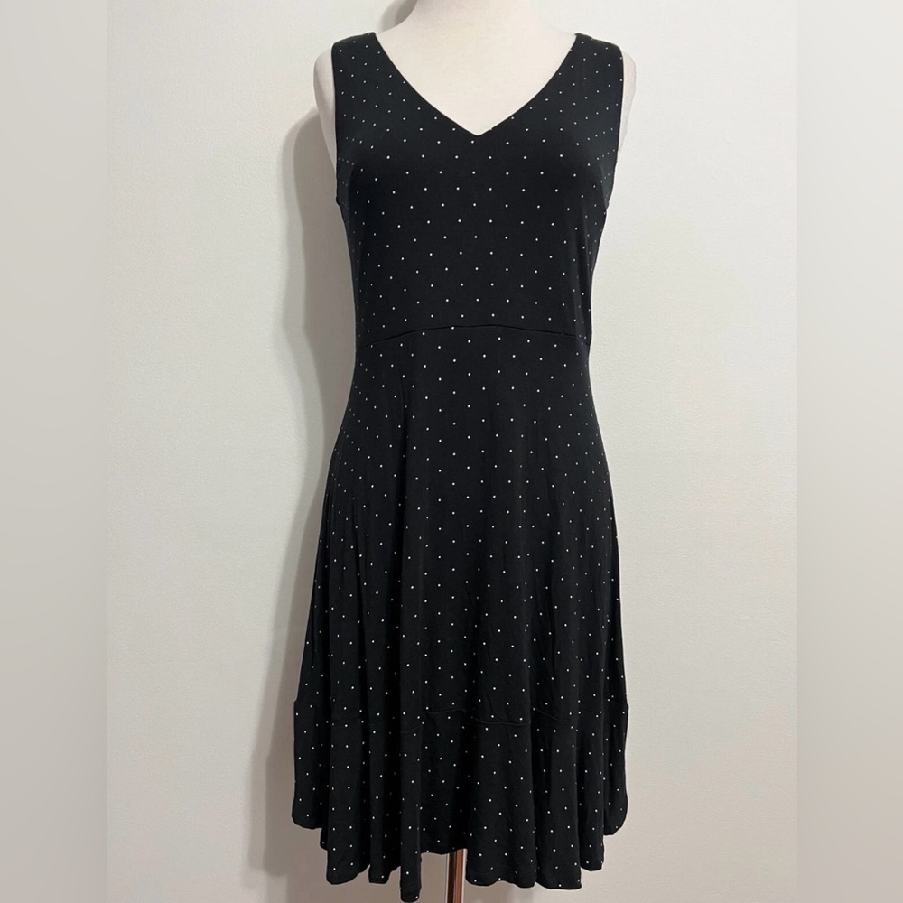 LOFT Sleeveless A Line Swing Dress- polk a dot